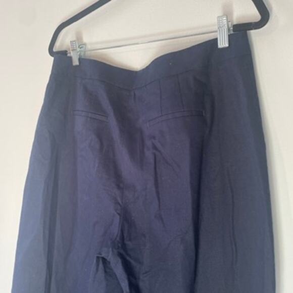 Boden Navy Blue Linen Blend Wide Leg Cropped Dress Pant Sz 10 Workwear Sleek - Picture 11 of 12